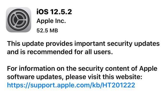 寒亭苹果手机维修分享iOS12.5.2发布，建议所有老苹果用户安装 